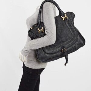 Chloe Denim Large Marcie Satchel Bag